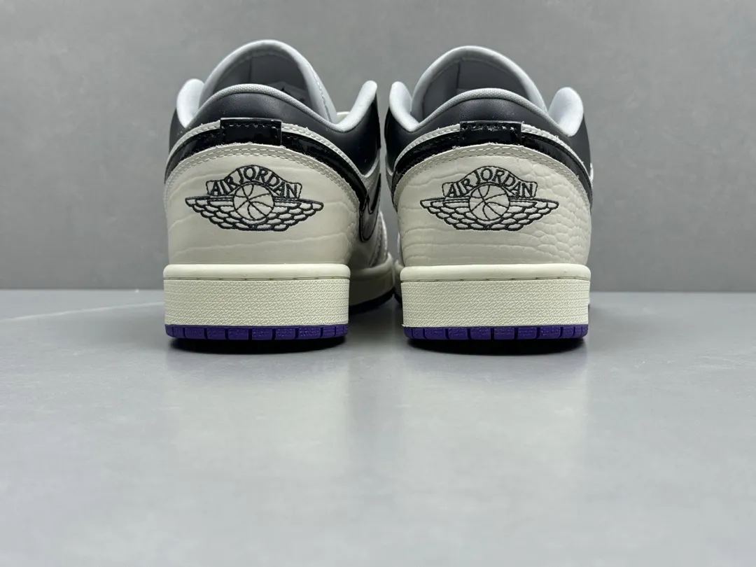 Original Nike Air Jordan 1 Low ‘White Black Purple’ – Authentic Version Replica Shoes, Sizes 36-46 (Including Half Sizes 1230