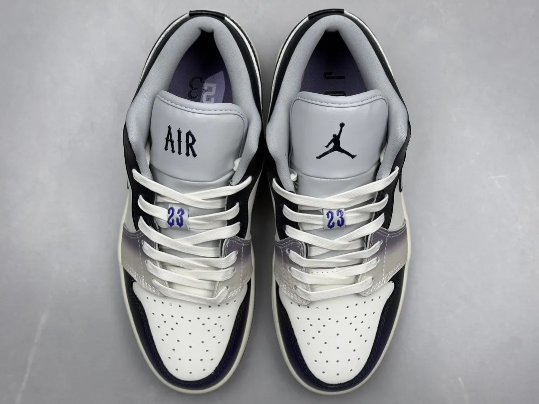 Original Nike Air Jordan 1 Low ‘White Black Purple’ – Authentic Version Replica Shoes, Sizes 36-46 (Including Half Sizes 1230