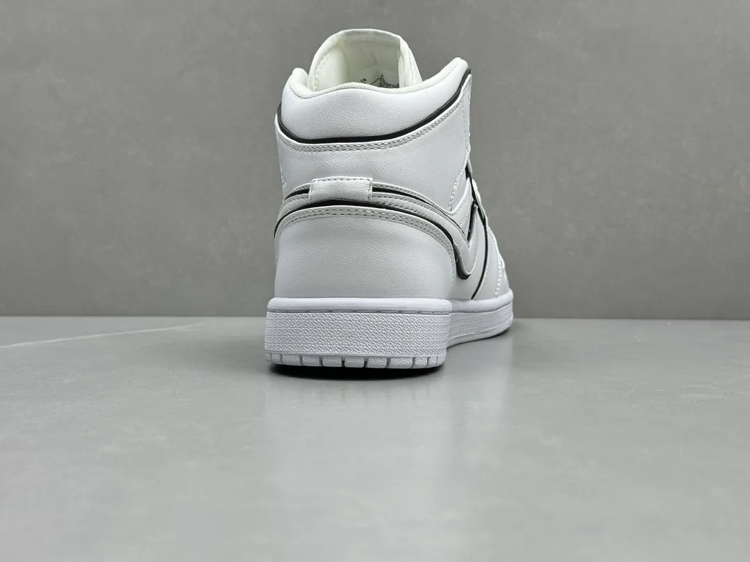 Nike Air Jordan 1 Mid ‘3M Reflective White’ – Authentic Version, Rep Shoes & Replica Nikes, Sizes 36-46 (Including Half Sizes WaterResistant 1231