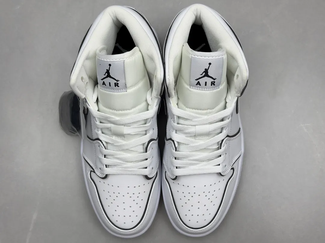 Nike Air Jordan 1 Mid ‘3M Reflective White’ – Authentic Version, Rep Shoes & Replica Nikes, Sizes 36-46 (Including Half Sizes WaterResistant 1231