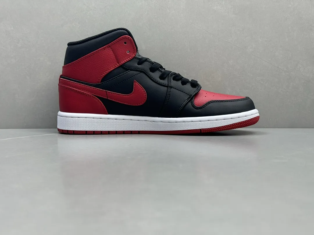 Sporty Nike Air Jordan 1 Mid Banned Black Red Authentic Version – Rep Shoes & Replica Nikes – Sizes 36-46 (Including Half Sizes 1236