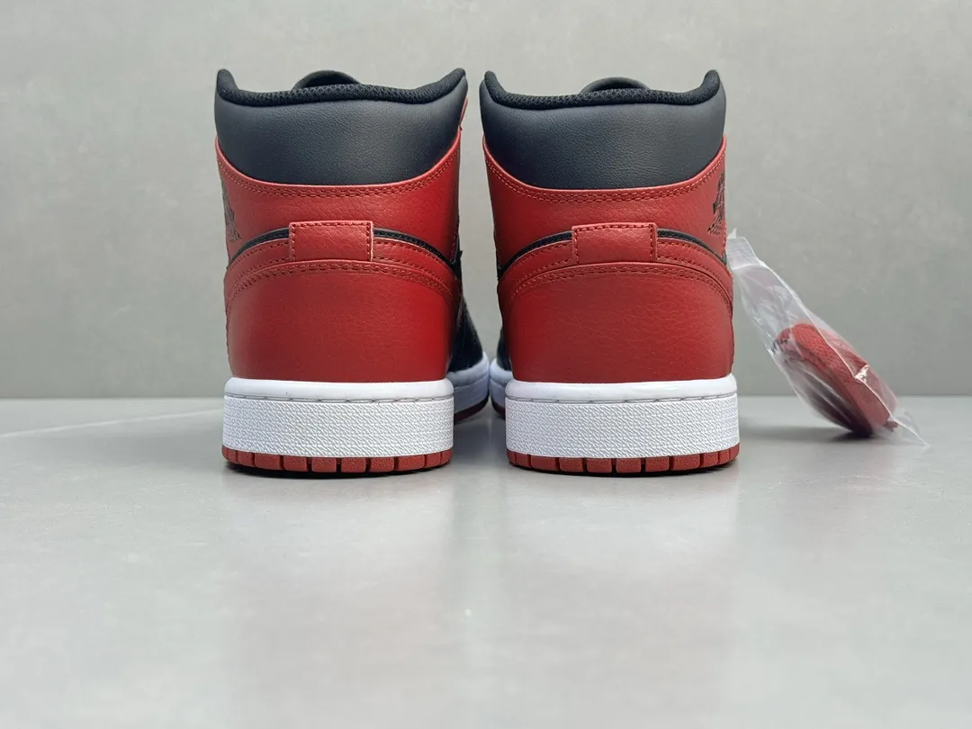 Sporty Nike Air Jordan 1 Mid Banned Black Red Authentic Version – Rep Shoes & Replica Nikes – Sizes 36-46 (Including Half Sizes 1236