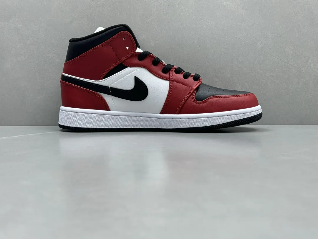 Nike Air Jordan 1 Mid “Black Toe Chicago” – Red Black White – Rep Shoes for Men, Replica Nikes Sizes 36-46 (Including Half Sizes TechFriendly 1193