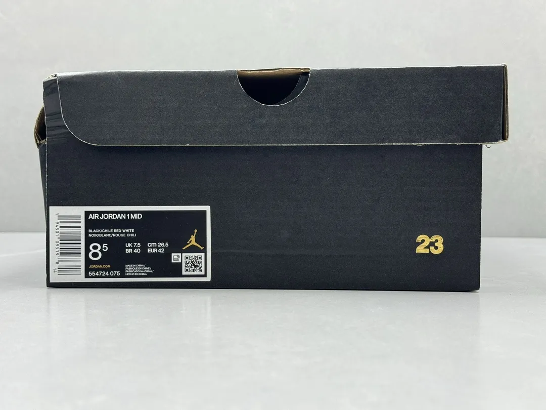 Unisex Nike Air Jordan 1 Mid Bred – Black White Red – Authentic Rep Shoes & Replica Nikes Version 1215