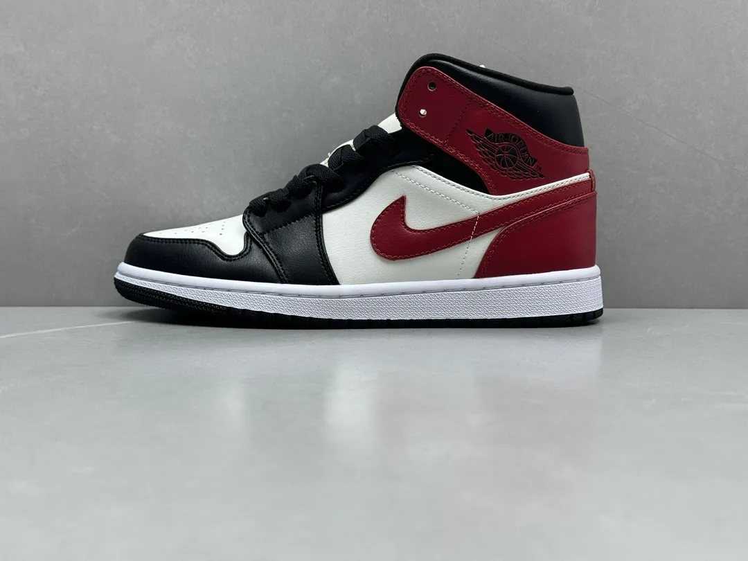 Nike Air Jordan 1 Mid Bred – Black White Red, Authentic Version, Replica Shoes, Sizes 36-46 Including Half Sizes MultiPurpose 1208