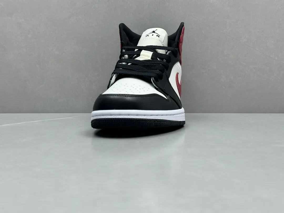 Nike Air Jordan 1 Mid Bred – Black White Red, Authentic Version, Replica Shoes, Sizes 36-46 Including Half Sizes MultiPurpose 1208