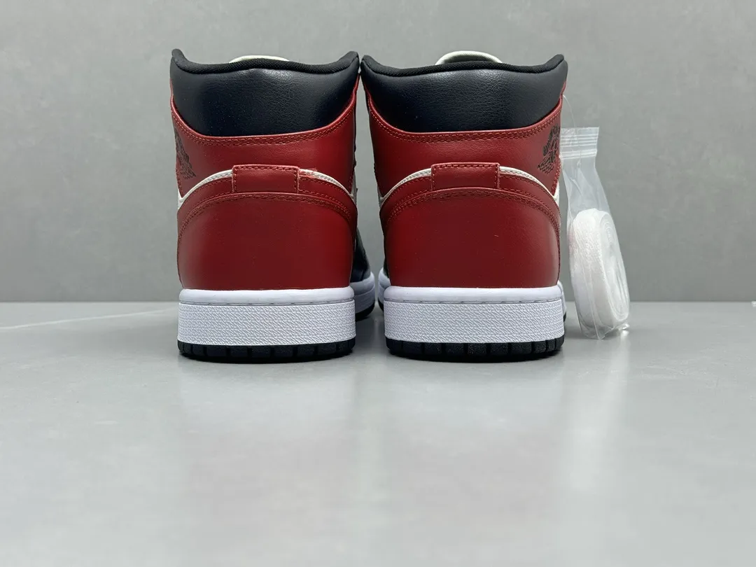 Nike Air Jordan 1 Mid Bred – Black White Red, Authentic Version, Replica Shoes, Sizes 36-46 Including Half Sizes MultiPurpose 1208
