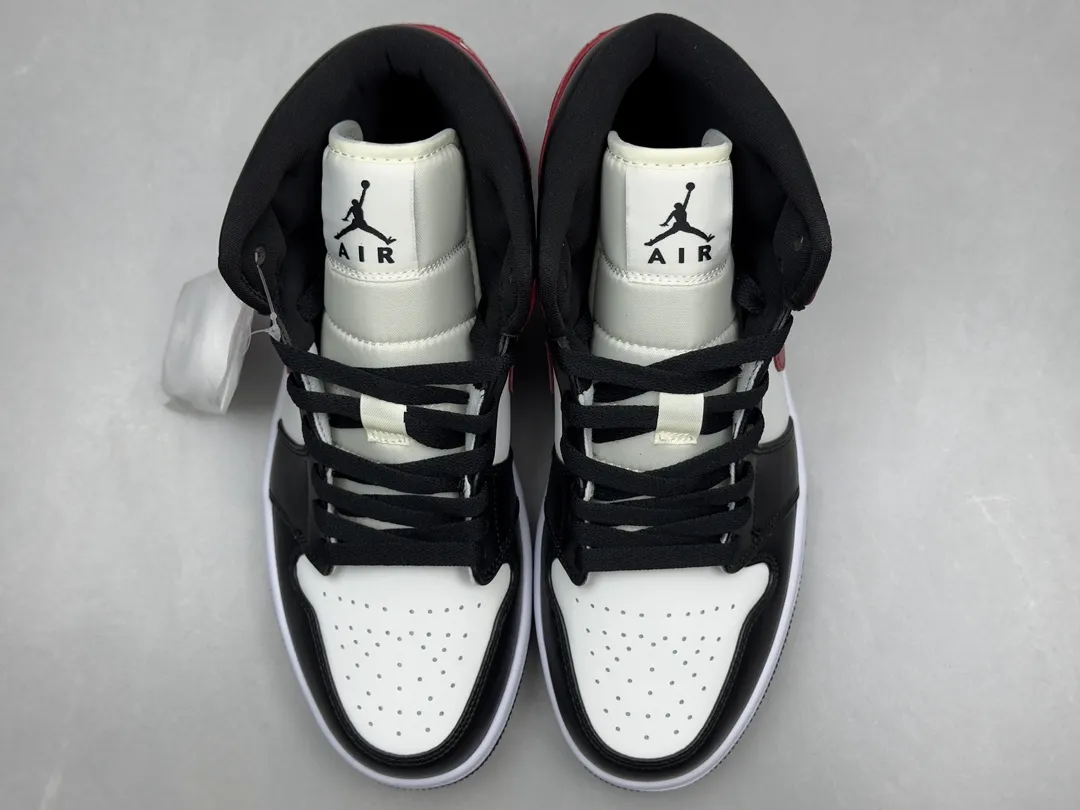 Nike Air Jordan 1 Mid Bred – Black White Red, Authentic Version, Replica Shoes, Sizes 36-46 Including Half Sizes MultiPurpose 1208