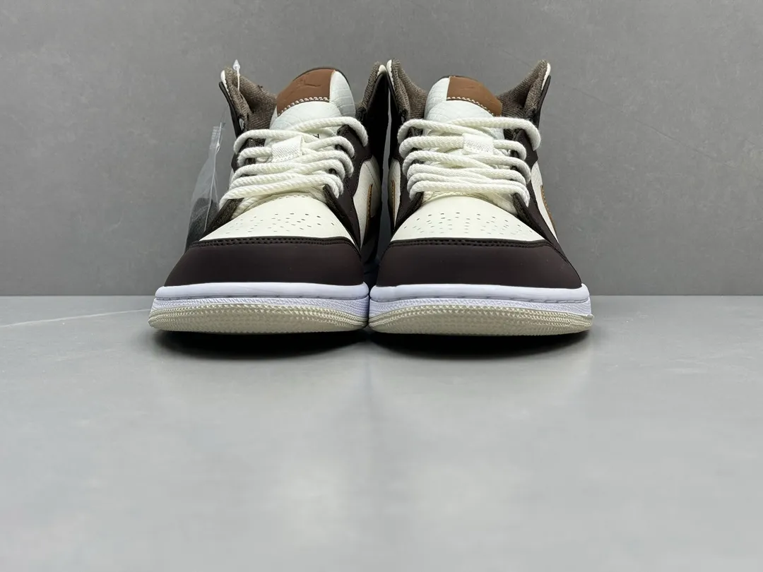 Affordable Nike Air Jordan 1 Mid Brown White Authentic Version – Rep Shoes & Replica Nike – Sizes 36-46 (Including Half Sizes 1195