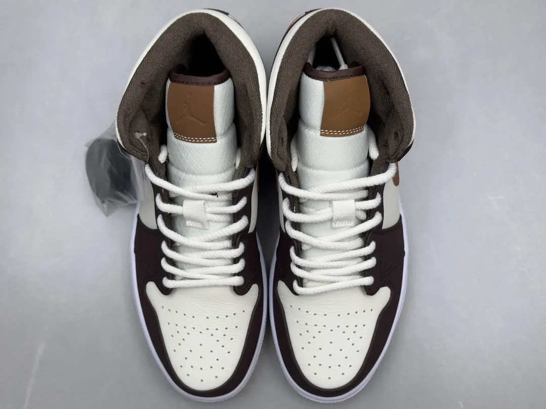 Affordable Nike Air Jordan 1 Mid Brown White Authentic Version – Rep Shoes & Replica Nike – Sizes 36-46 (Including Half Sizes 1195