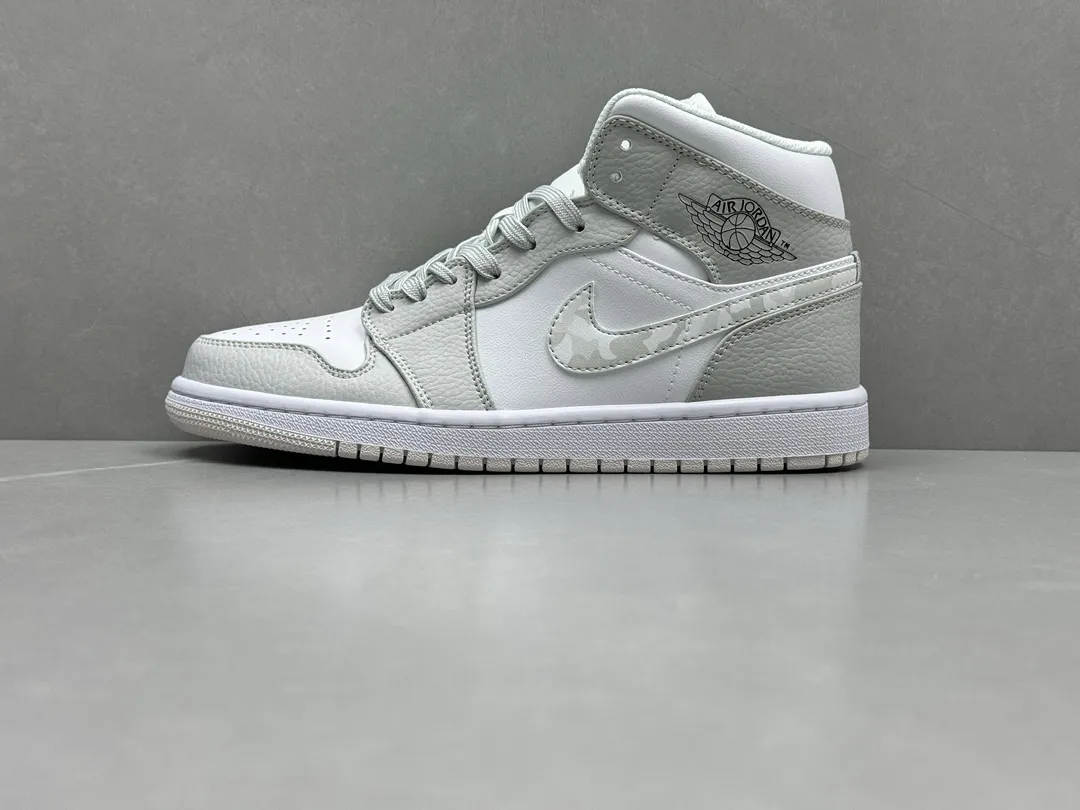 Casual Nike Air Jordan 1 Mid ‘Camo White Grey’ – Authentic Rep Shoes, Replica Nike Sneakers, Sizes 36-46 Including Half Sizes 1213