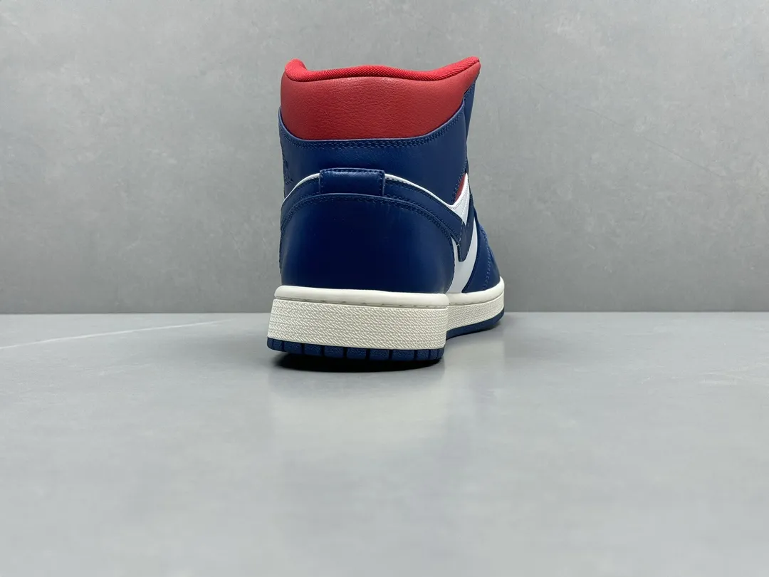 MoistureWicking Nike Air Jordan 1 Mid “Ding Dong” Blue White Red – Authentic Rep Shoes & Replica Nikes Version 1207
