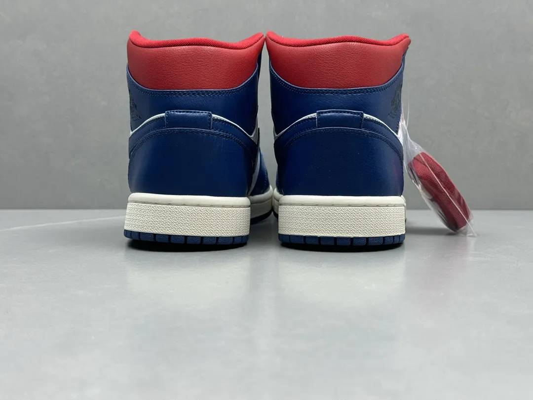 MoistureWicking Nike Air Jordan 1 Mid “Ding Dong” Blue White Red – Authentic Rep Shoes & Replica Nikes Version 1207
