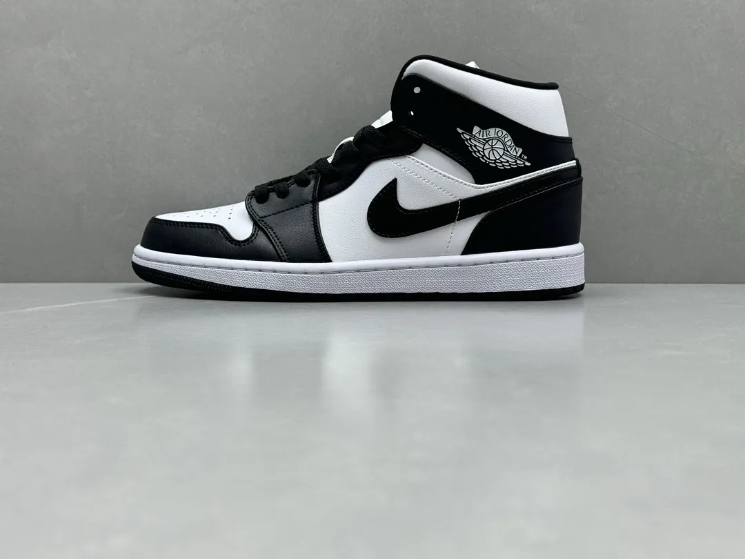 Nike Air Jordan 1 Mid ‘Panda’ – Black White – Authentic Rep Shoes & Replica Nikes Version Elegant 1199