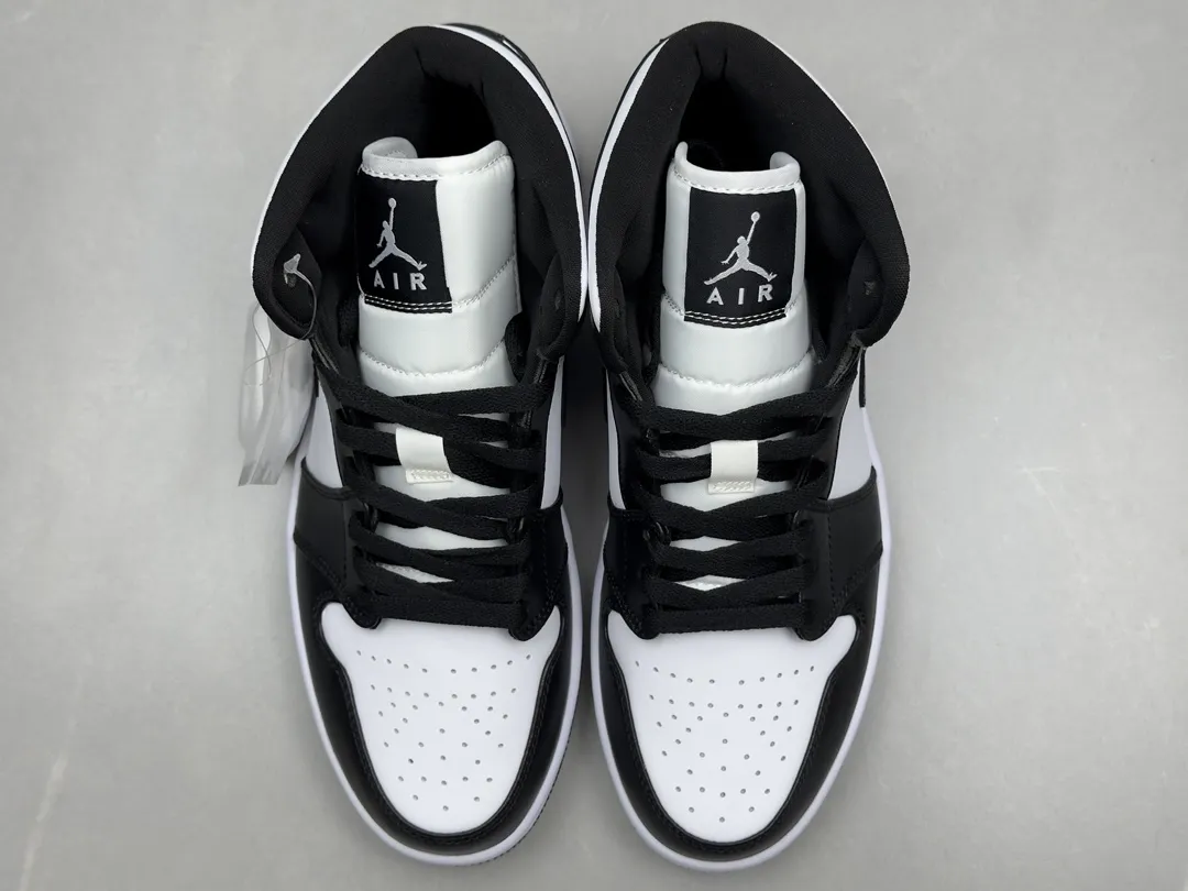 Nike Air Jordan 1 Mid ‘Panda’ – Black White – Authentic Rep Shoes & Replica Nikes Version Elegant 1199