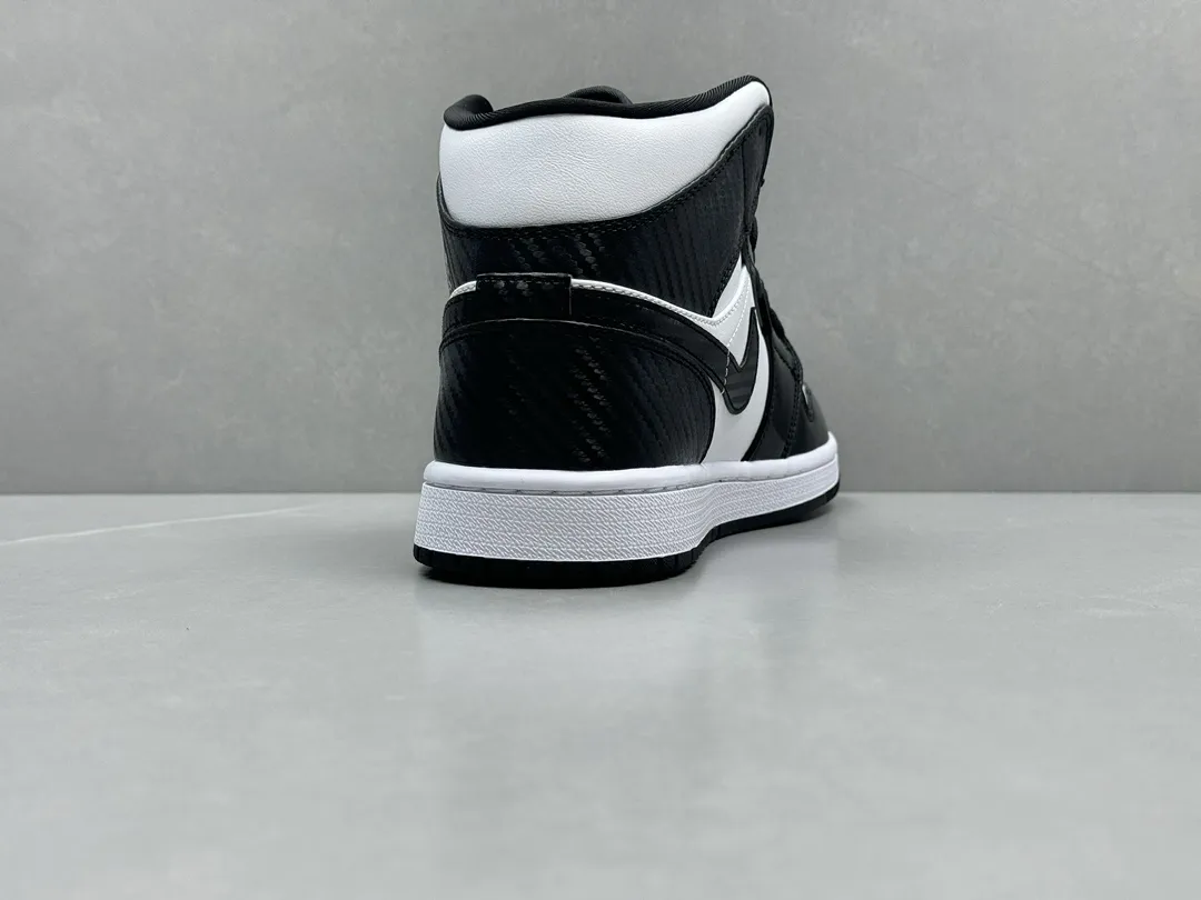 Nike Air Jordan 1 Mid ‘Panda’ – Black White Patent Leather, High-Top Rep Shoes, Replica Sneakers, Sizes 36-46 (Including Half Sizes Comfortable 1209
