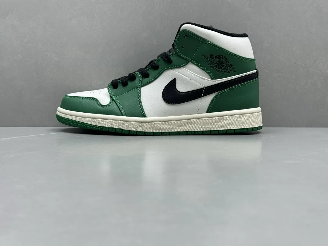 Colorful Nike Air Jordan 1 Mid ‘Pine Green’ – White Green – Top Rep Shoes & Best Replica Sneakers Authentic Version 1336