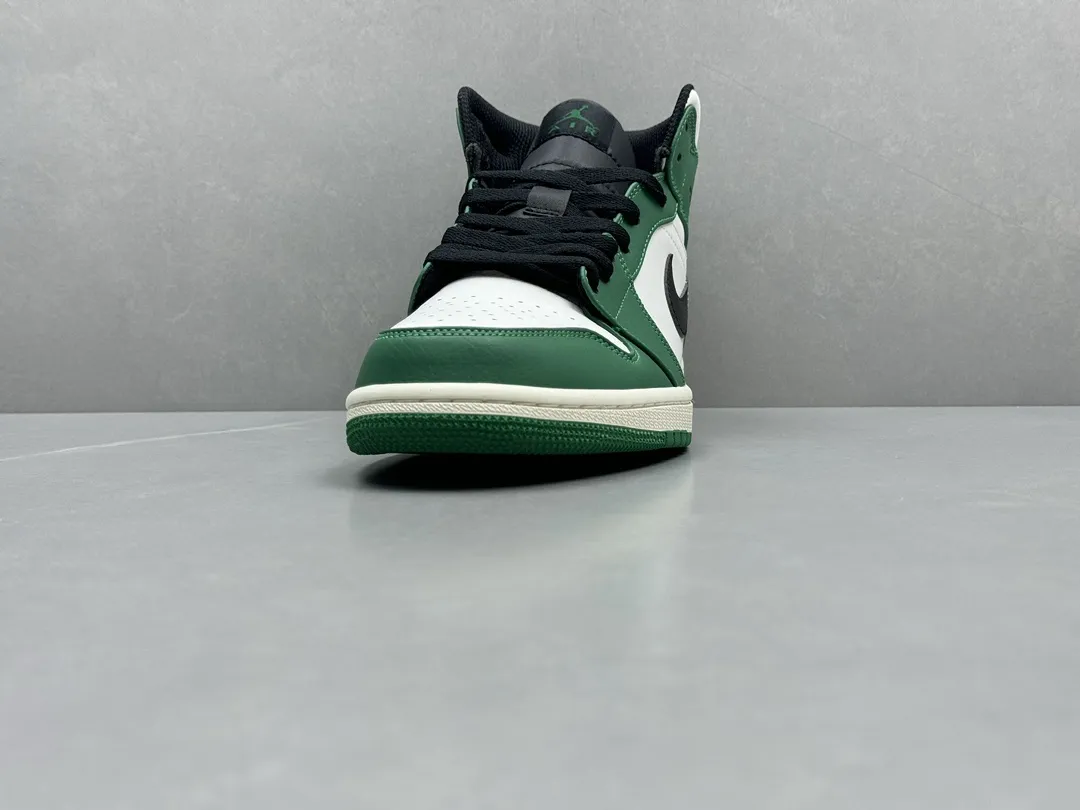 Colorful Nike Air Jordan 1 Mid ‘Pine Green’ – White Green – Top Rep Shoes & Best Replica Sneakers Authentic Version 1336