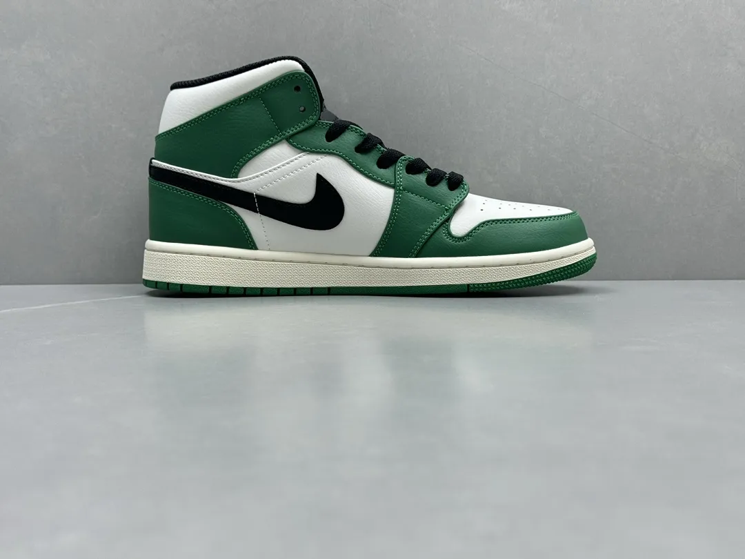 Colorful Nike Air Jordan 1 Mid ‘Pine Green’ – White Green – Top Rep Shoes & Best Replica Sneakers Authentic Version 1336