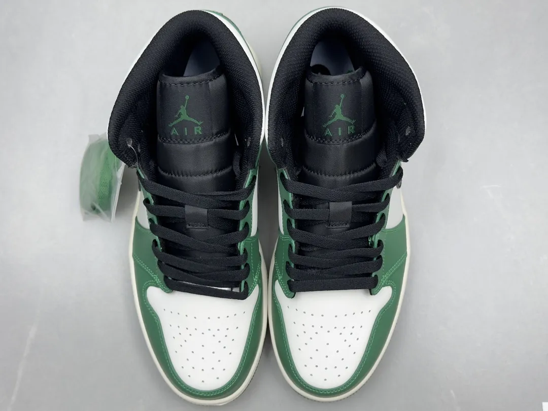 Colorful Nike Air Jordan 1 Mid ‘Pine Green’ – White Green – Top Rep Shoes & Best Replica Sneakers Authentic Version 1336