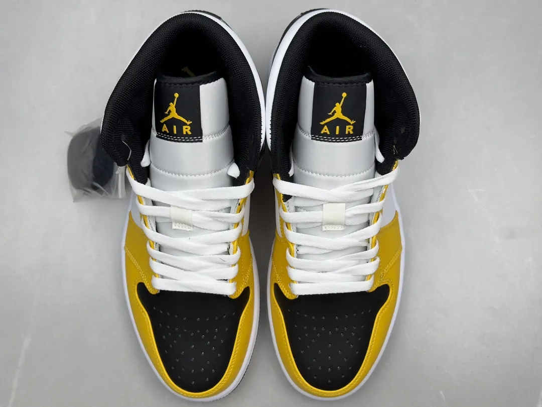Soft Nike Air Jordan 1 Mid ‘Pure ’ – Yellow Black White, Top Rep Shoes, Best Replica Sneakers, Sizes 36-46 (Including Half Sizes 1317
