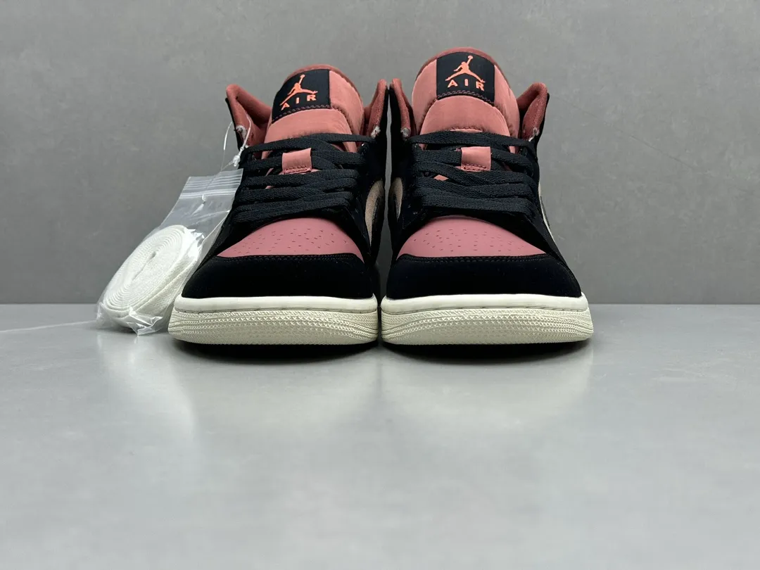 Nike Air Jordan 1 Mid ‘Red Bean Milk Tea’ – Black Pink Beige Rep Shoes (Replica Nikes BestValue 1218
