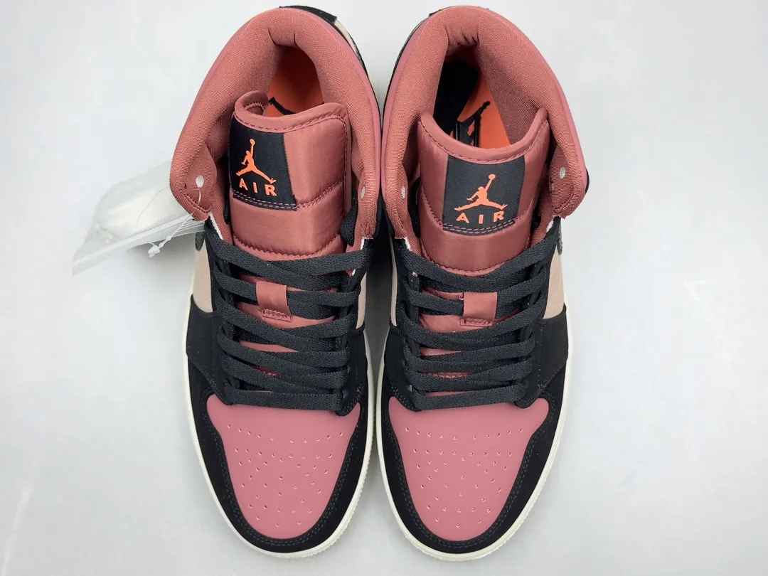 Nike Air Jordan 1 Mid ‘Red Bean Milk Tea’ – Black Pink Beige Rep Shoes (Replica Nikes BestValue 1218