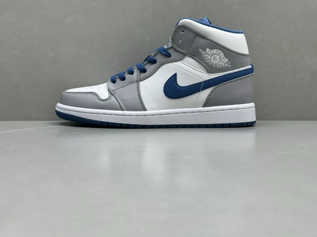 Nike Air Jordan 1 Mid SE ‘Grey White Blue’ – Authentic Version,  Rep Shoes & Replica Nikes, Sizes 36-46 Including Half Sizes Durable 1212