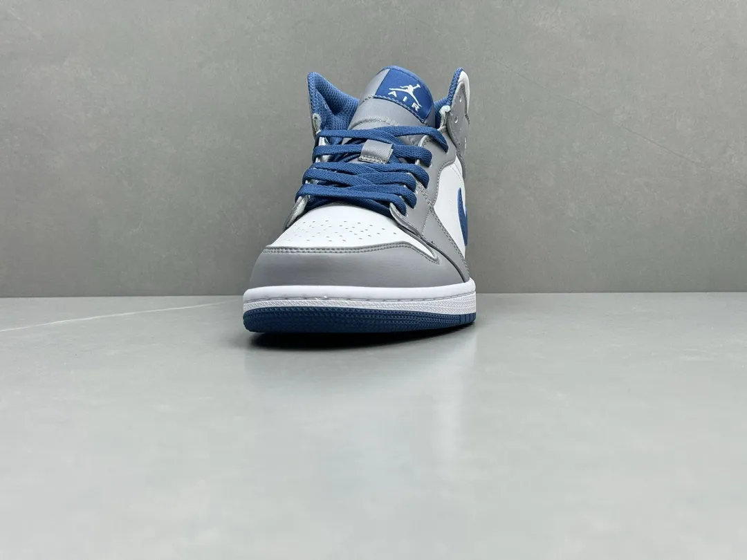 Nike Air Jordan 1 Mid SE ‘Grey White Blue’ – Authentic Version,  Rep Shoes & Replica Nikes, Sizes 36-46 Including Half Sizes Durable 1212
