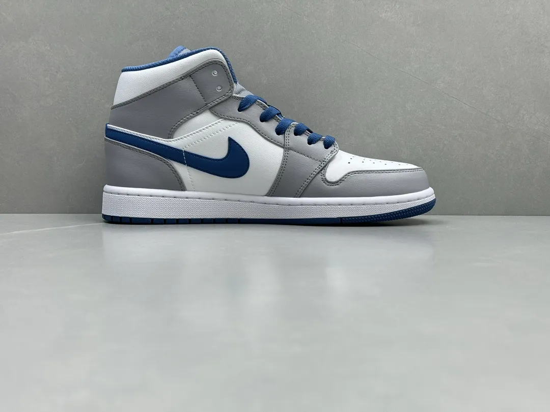 Nike Air Jordan 1 Mid SE ‘Grey White Blue’ – Authentic Version,  Rep Shoes & Replica Nikes, Sizes 36-46 Including Half Sizes Durable 1212