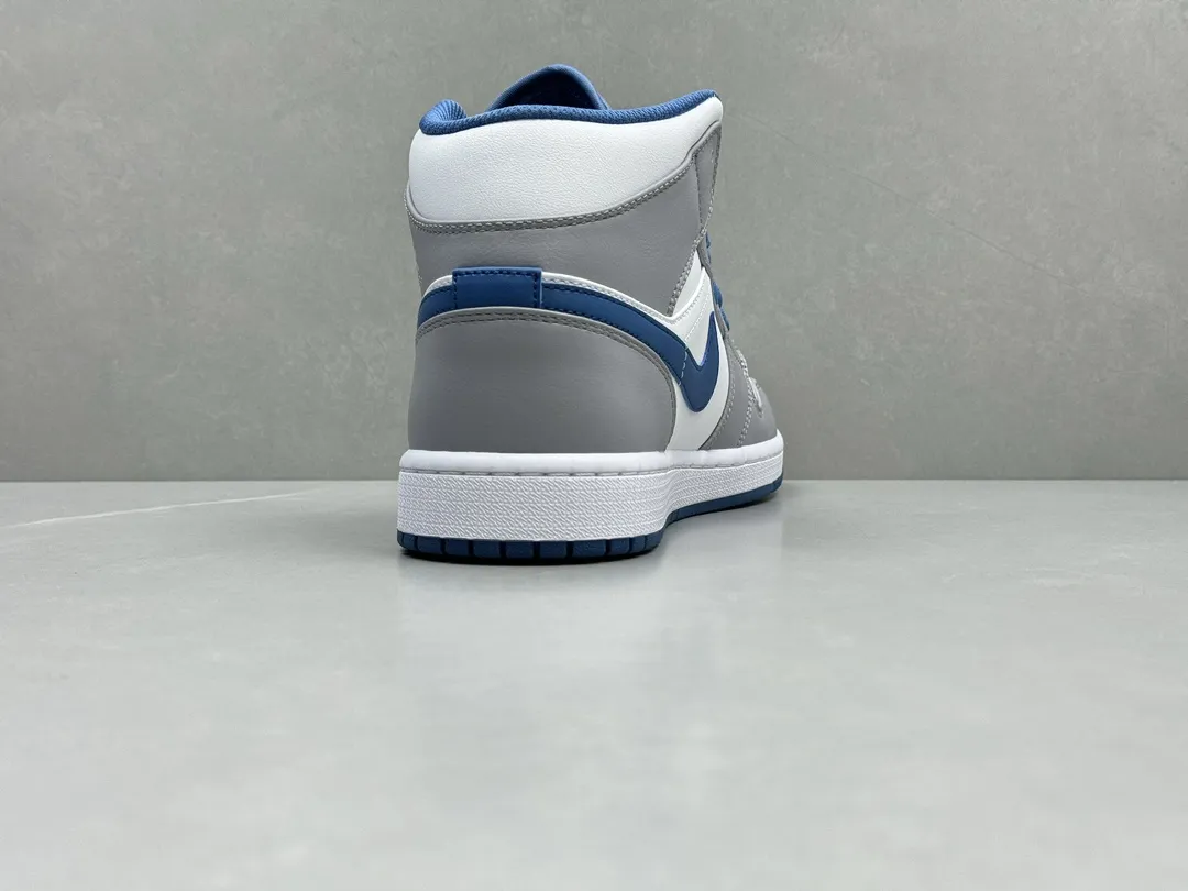 Nike Air Jordan 1 Mid SE ‘Grey White Blue’ – Authentic Version,  Rep Shoes & Replica Nikes, Sizes 36-46 Including Half Sizes Durable 1212