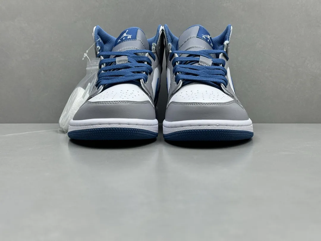 Nike Air Jordan 1 Mid SE ‘Grey White Blue’ – Authentic Version,  Rep Shoes & Replica Nikes, Sizes 36-46 Including Half Sizes Durable 1212