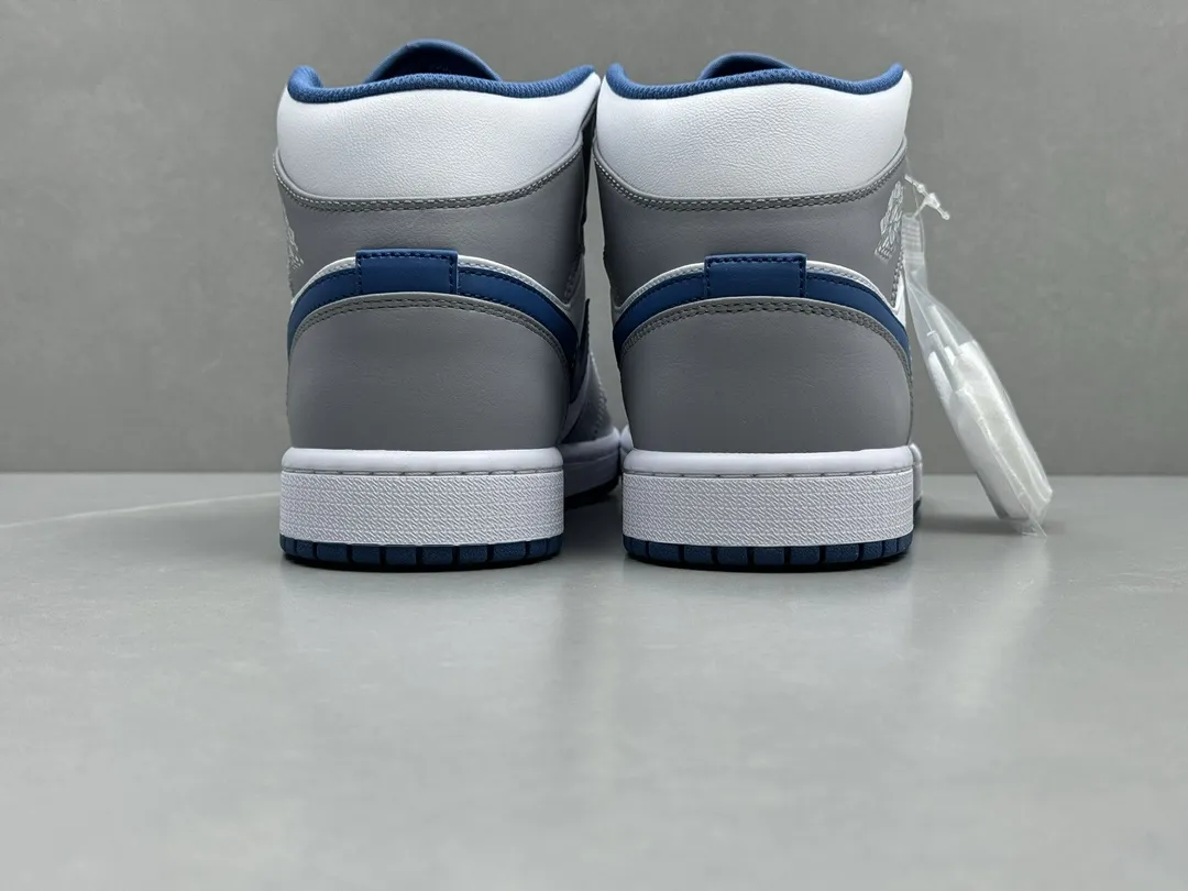 Nike Air Jordan 1 Mid SE ‘Grey White Blue’ – Authentic Version,  Rep Shoes & Replica Nikes, Sizes 36-46 Including Half Sizes Durable 1212