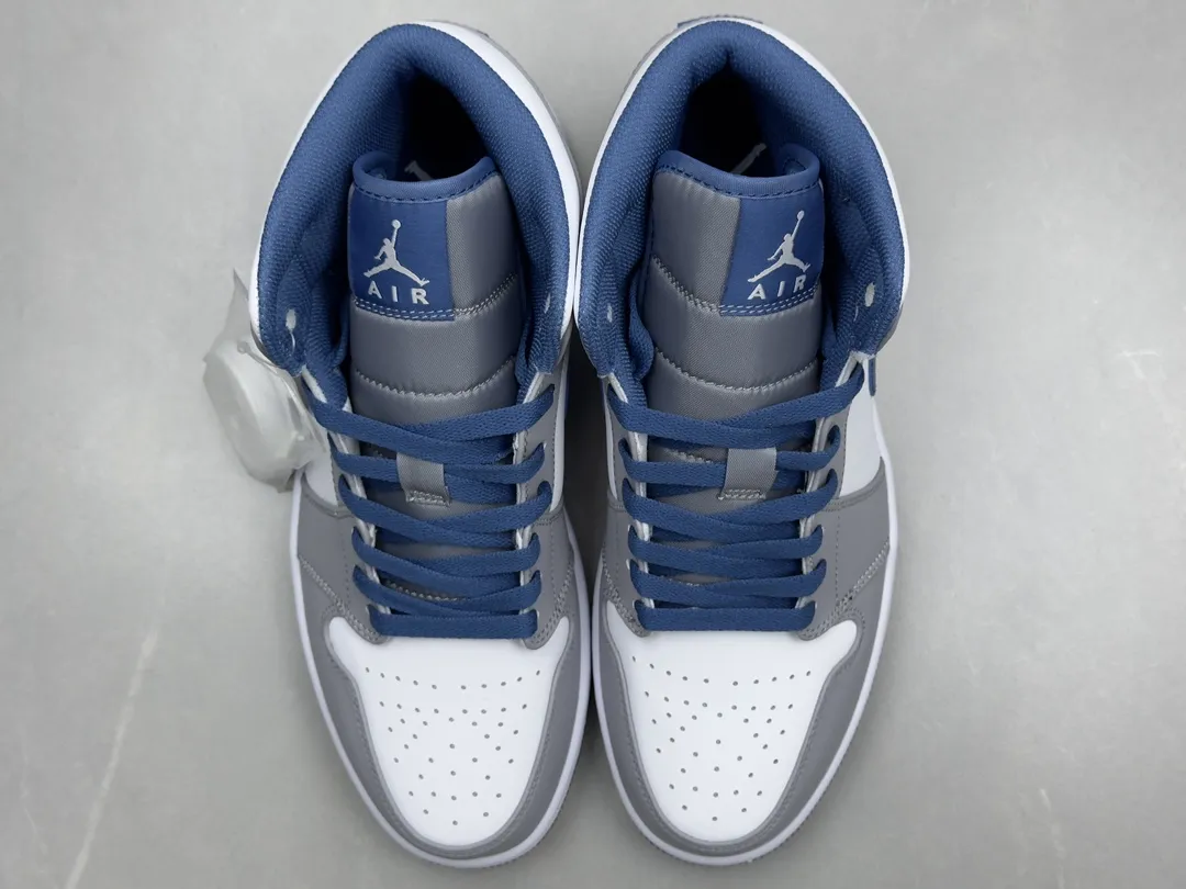 Nike Air Jordan 1 Mid SE ‘Grey White Blue’ – Authentic Version,  Rep Shoes & Replica Nikes, Sizes 36-46 Including Half Sizes Durable 1212