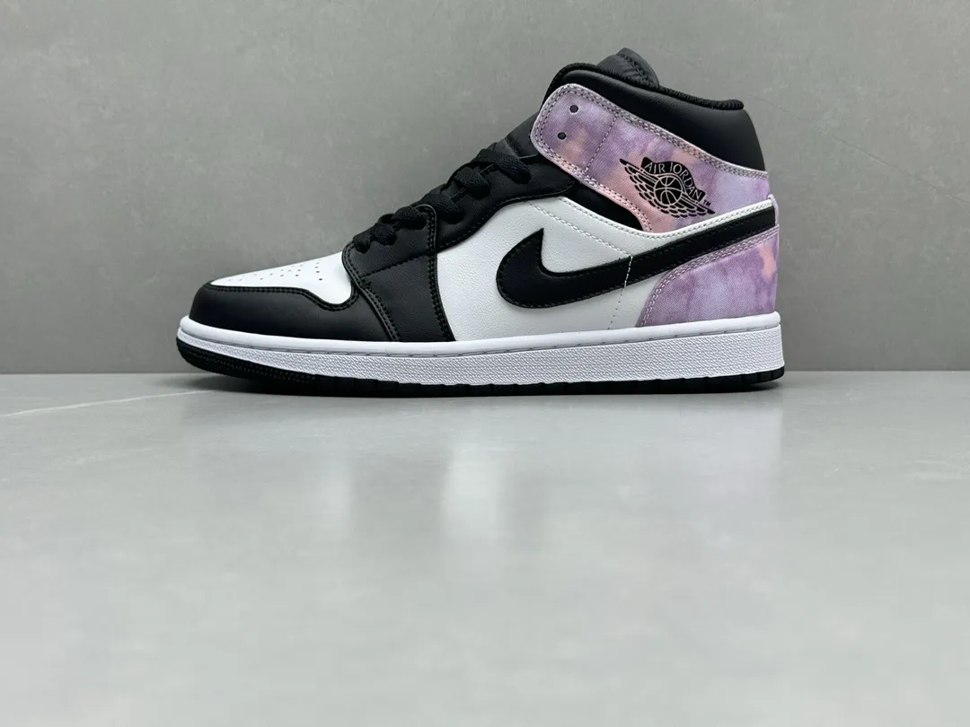 Affordable Nike Air Jordan 1 Mid SE ‘Zhongbang’ – Black White Tie-Dye – Best Replica Sneakers & Rep Shoes Version 1339