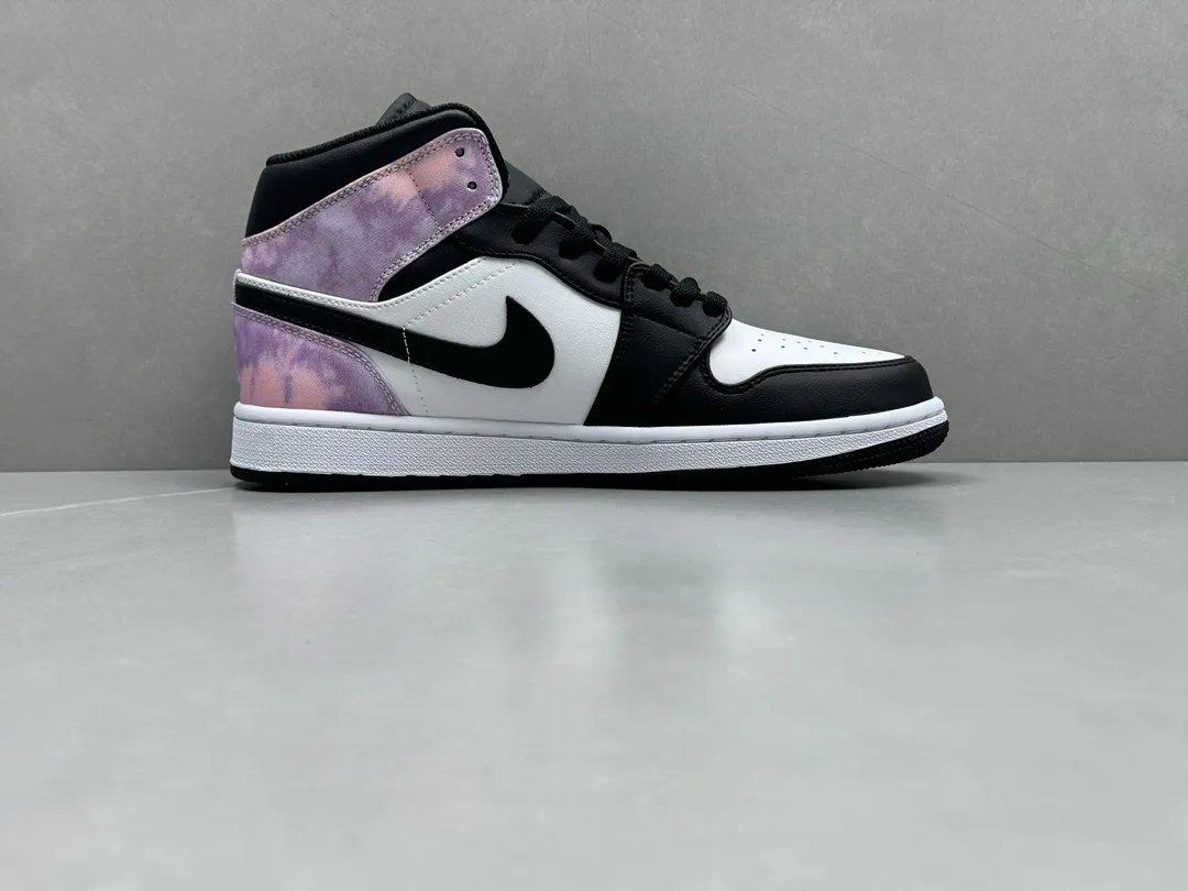 Affordable Nike Air Jordan 1 Mid SE ‘Zhongbang’ – Black White Tie-Dye – Best Replica Sneakers & Rep Shoes Version 1339