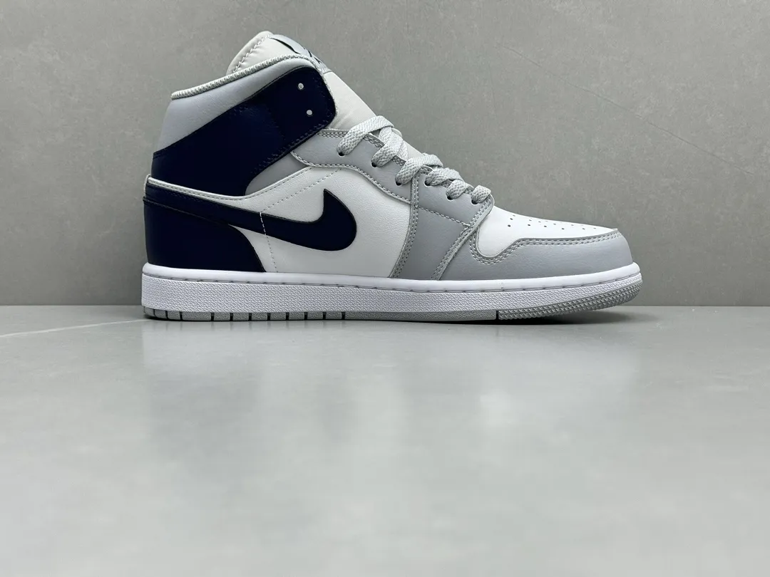 Flexible Nike Air Jordan 1 Mid ‘UNC’ – Grey White Blue – Authentic Rep Shoes Version 1224