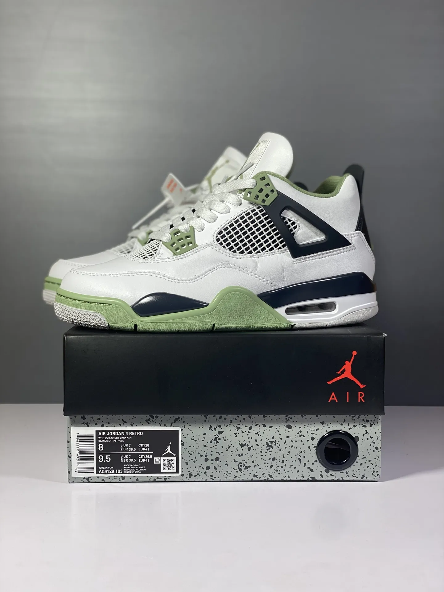 TravelReady Nike Air Jordan 4 Retro “Oil Green” – White Green Black – AQ9129-103 – High Quality Rep Shoes & Nike Replica Sneakers 1148