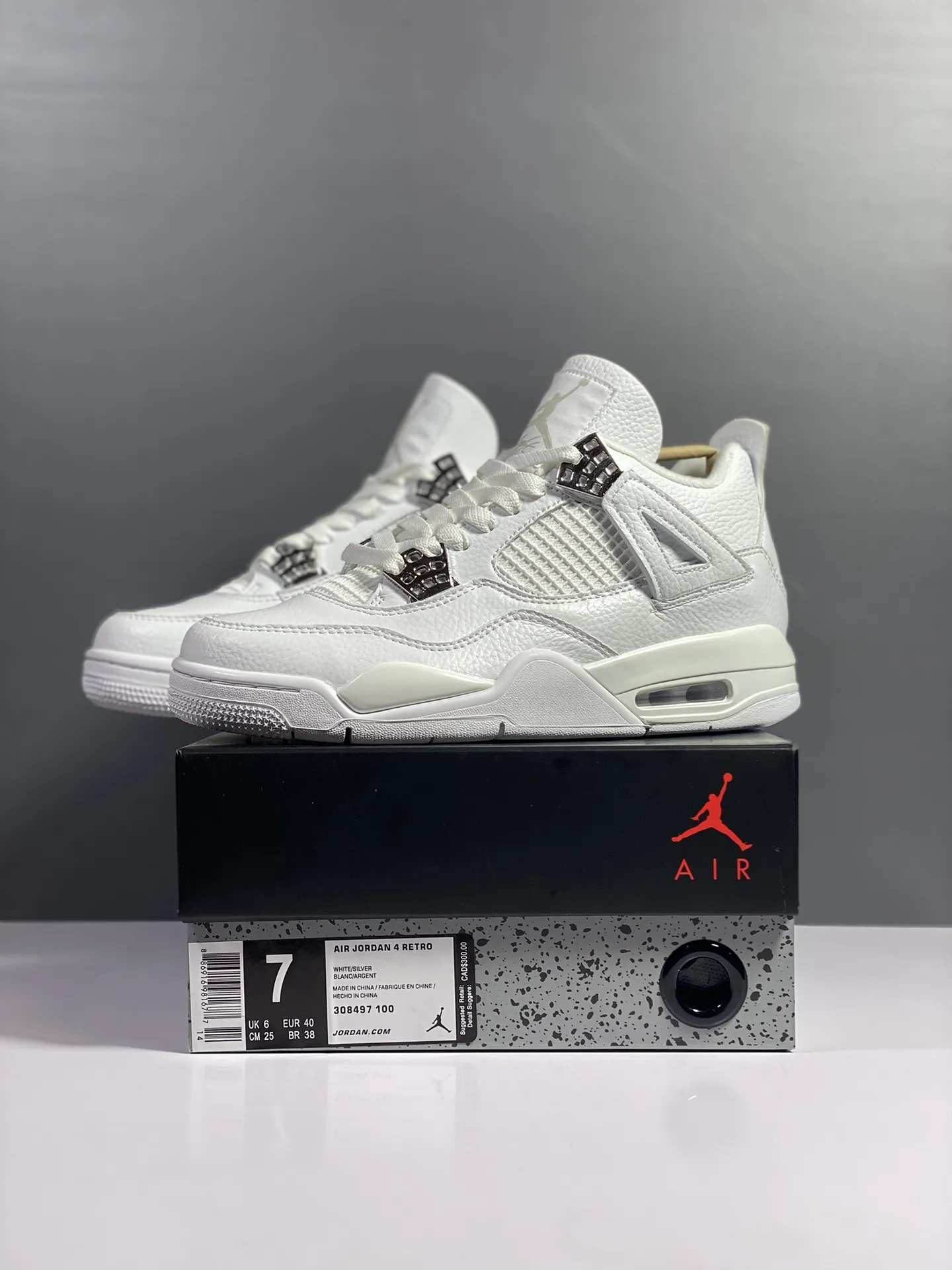 Nike Air Jordan 4 Retro Pure White Silver Buckle – AJ4 Retro Style, High Quality Rep Shoes, Multiple Sizes SoftTouch 1169
