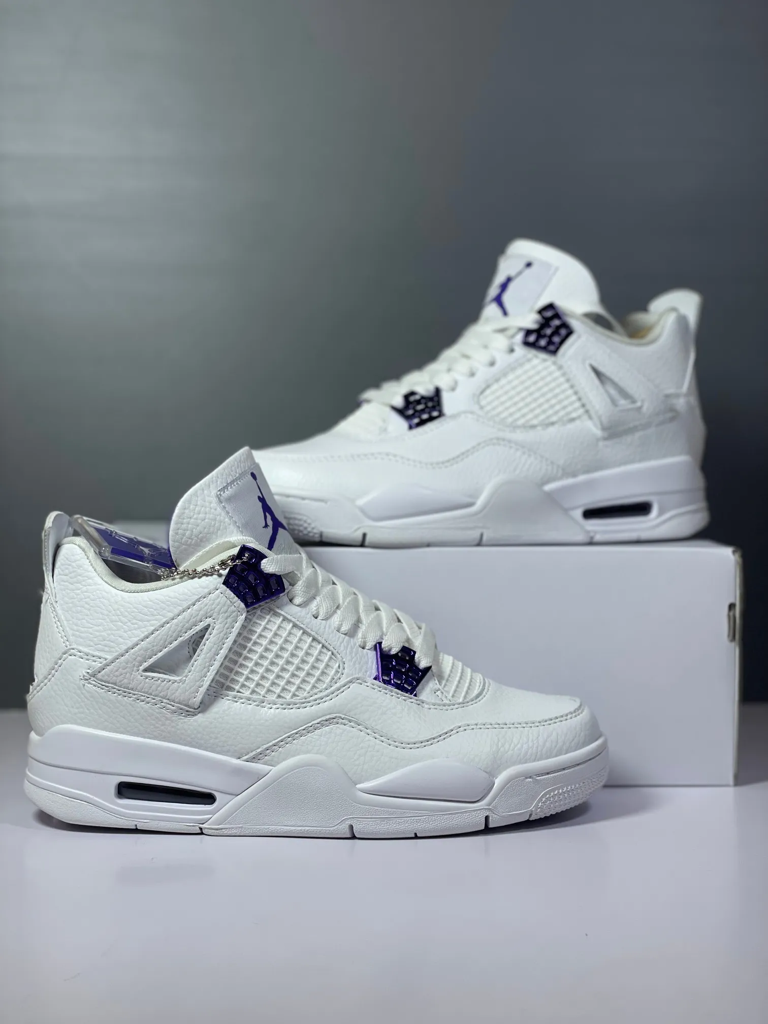 Resilient Nike Air Jordan 4 Retro White Purple AJ4 – Authentic Style with High Quality Replica Shoes, Multiple Sizes Available 1150