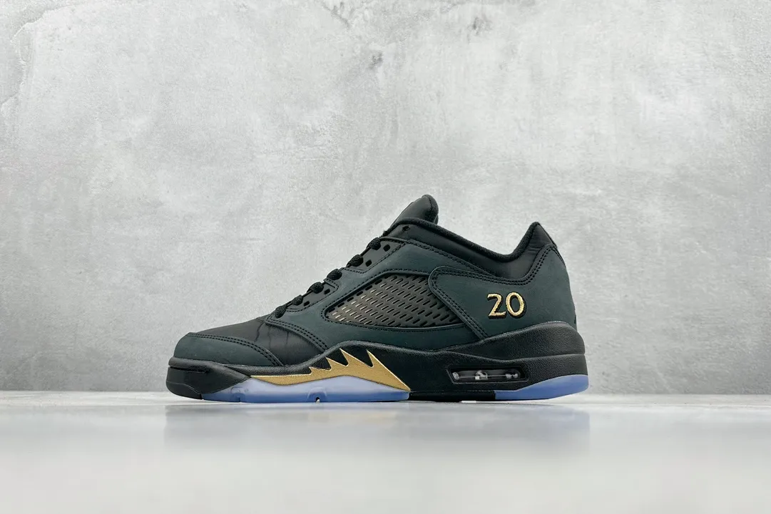 Resilient Nike Air Jordan 5 Retro Black Gold Low-Top Sneakers – High Quality Rep Shoes DJ1094- 1130