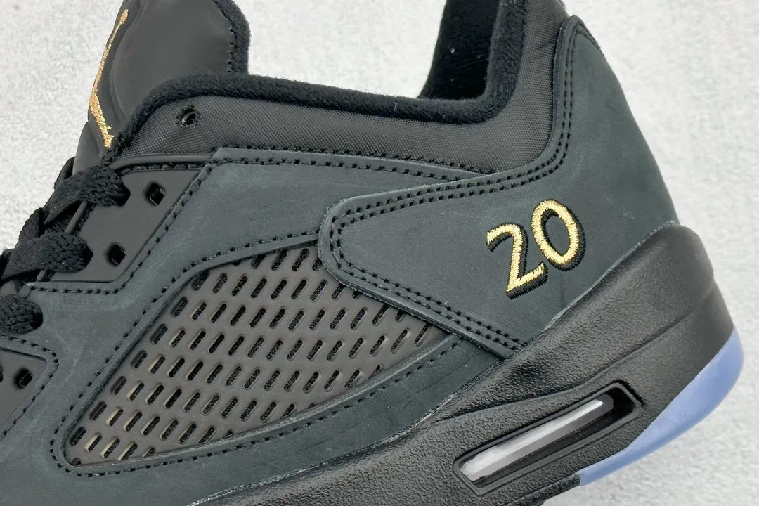 Resilient Nike Air Jordan 5 Retro Black Gold Low-Top Sneakers – High Quality Rep Shoes DJ1094- 1130