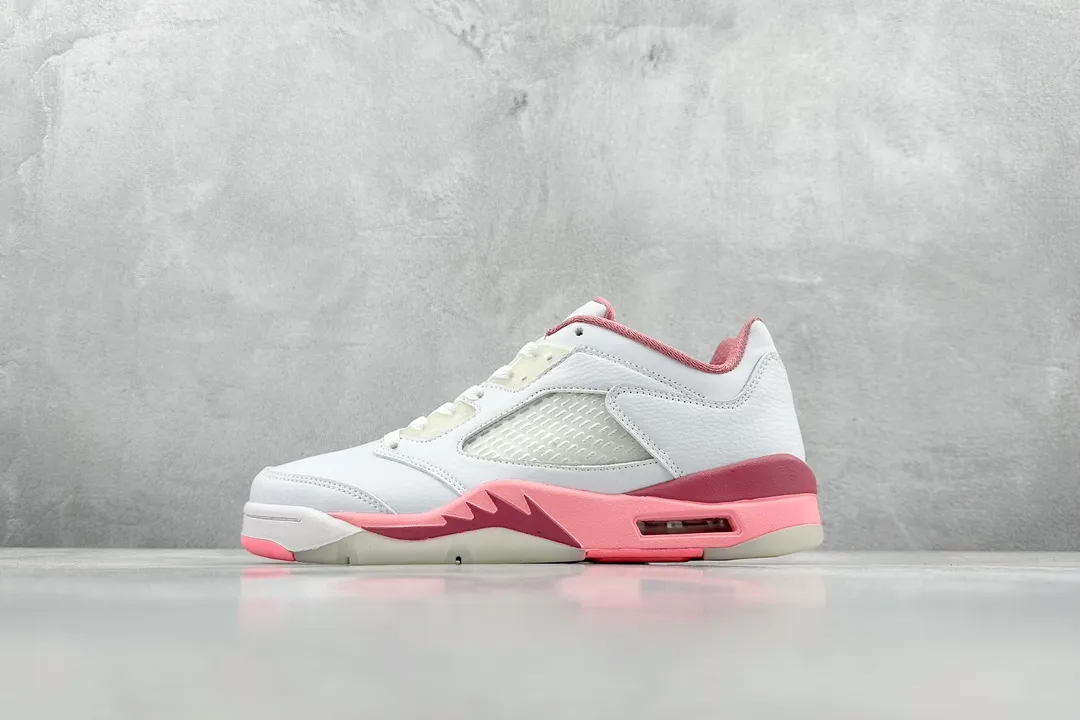 Neat Nike Air Jordan 5 Retro White Pink Low Top Sneakers – High Quality Replica Shoes DX4390- 1126