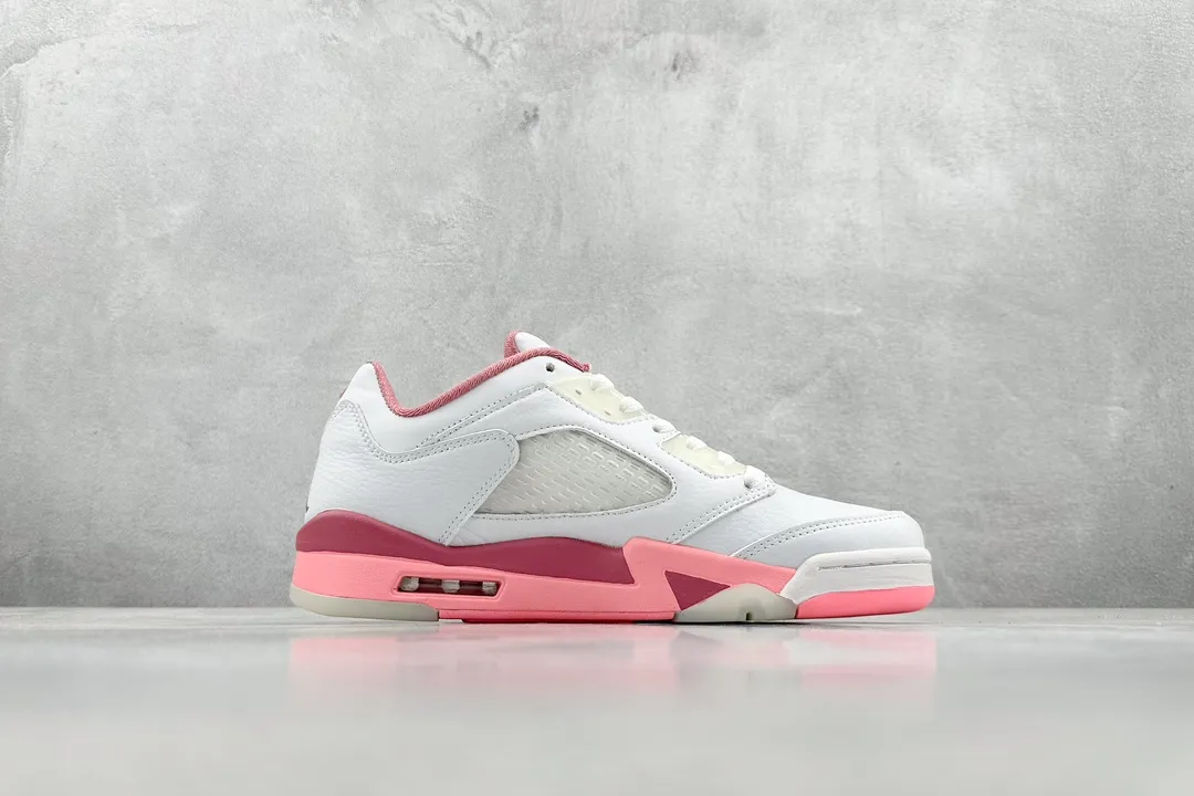 Neat Nike Air Jordan 5 Retro White Pink Low Top Sneakers – High Quality Replica Shoes DX4390- 1126