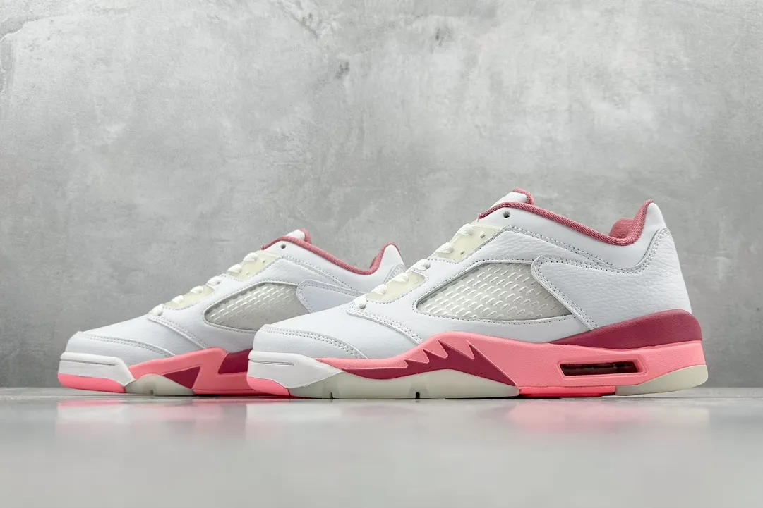 Neat Nike Air Jordan 5 Retro White Pink Low Top Sneakers – High Quality Replica Shoes DX4390- 1126