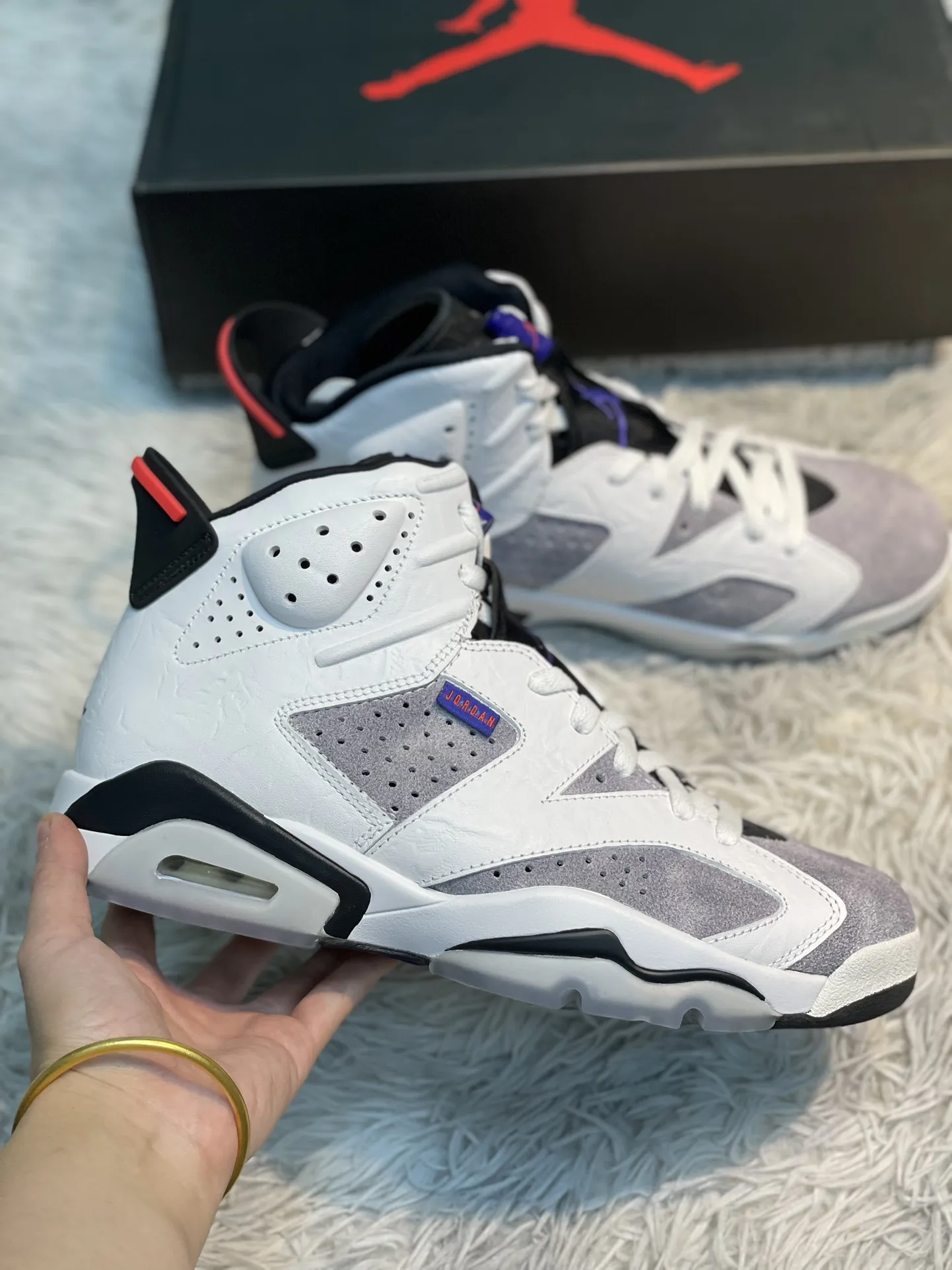 Breathable Nike Air Jordan 6 Flint – White Purple Grey – High Top Rep Shoes with High Quality Replica Design 1103