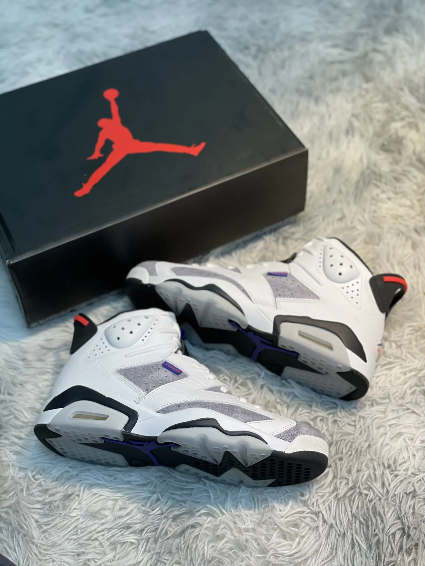 Breathable Nike Air Jordan 6 Flint – White Purple Grey – High Top Rep Shoes with High Quality Replica Design 1103