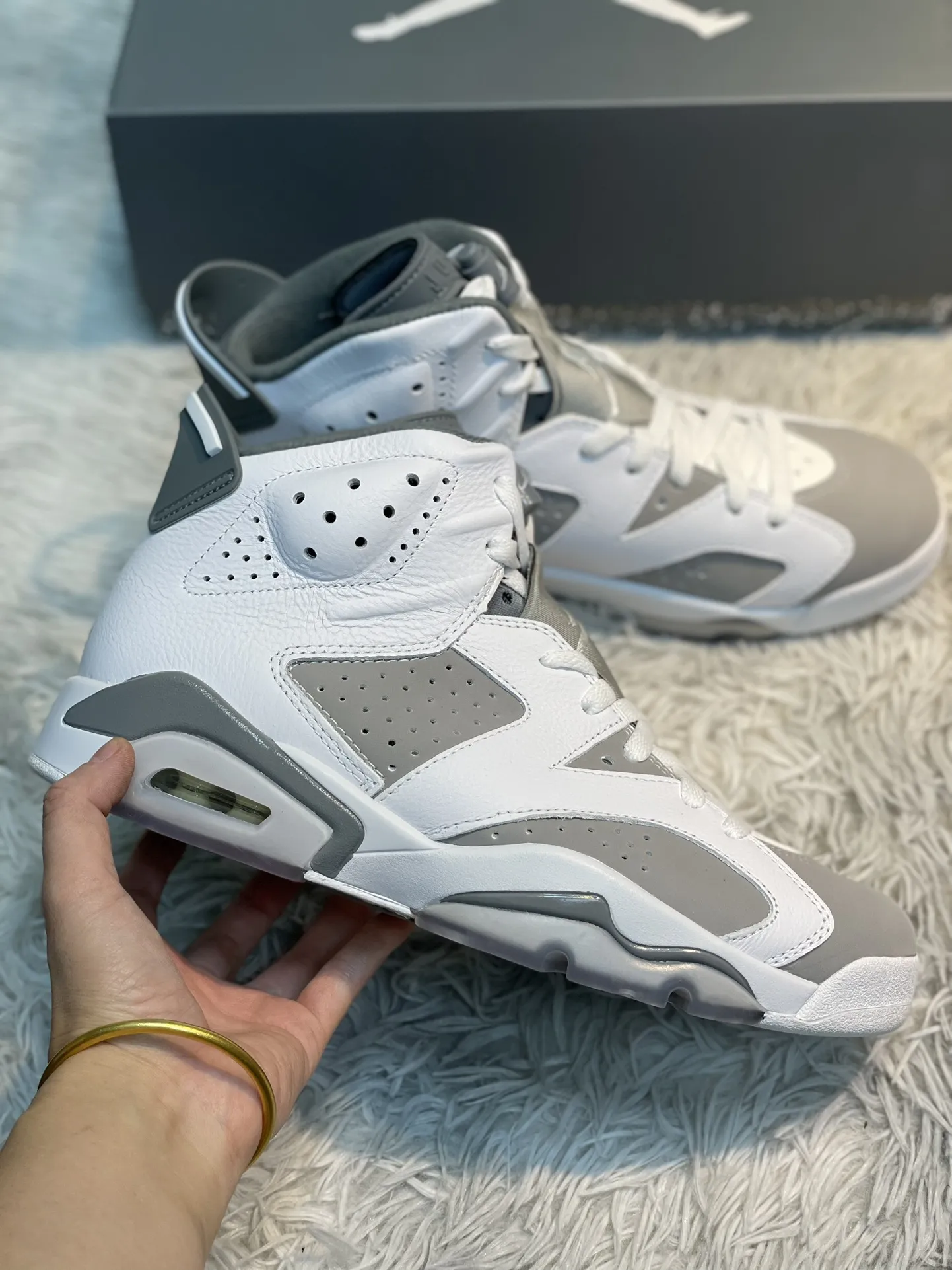 Minimalist Nike Air Jordan 6 Retro ‘Cool Grey’ High-Top Basketball Shoes – Grey White – High Quality Replica Shoes & Nike Replica 1105