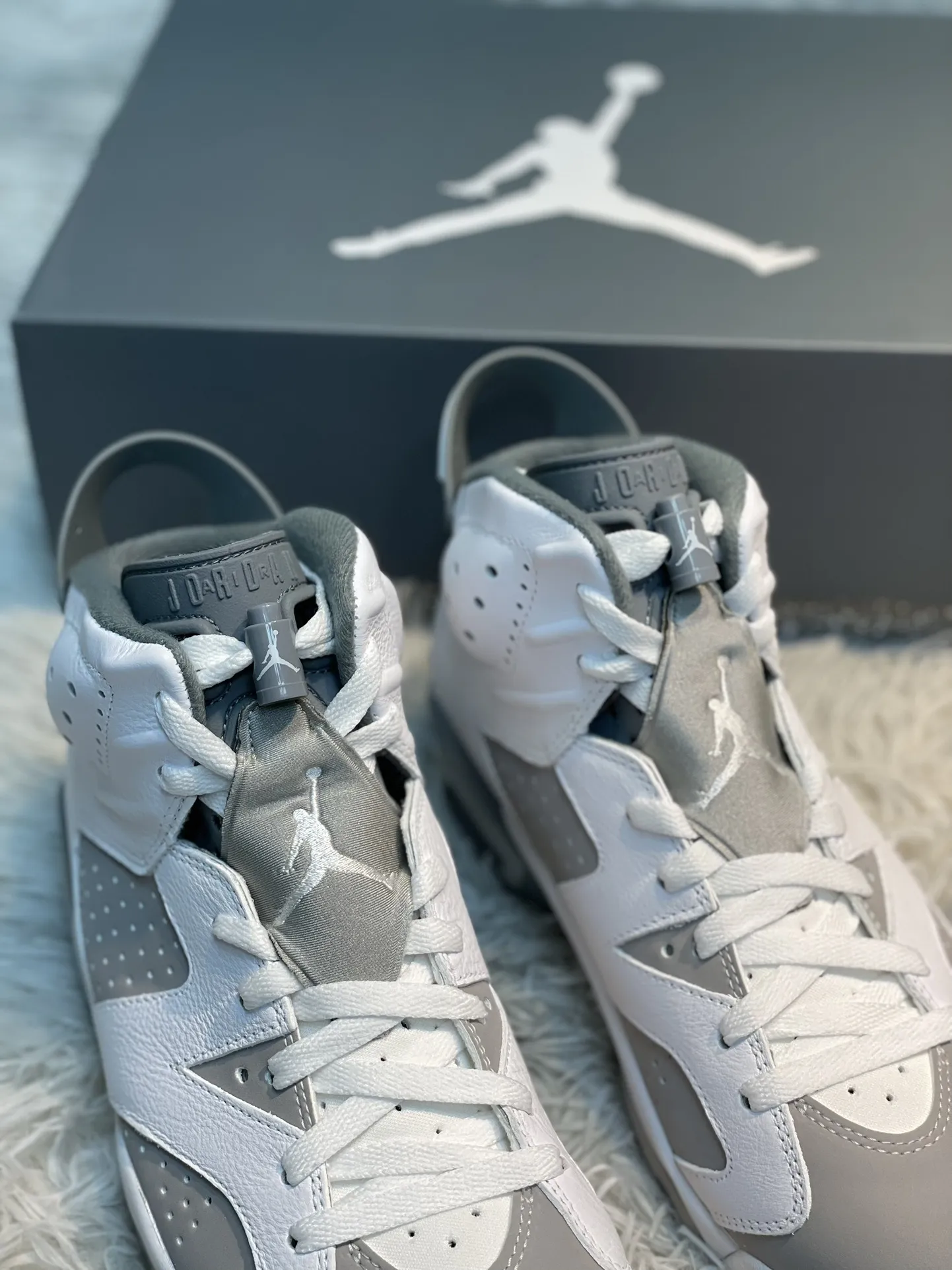 Minimalist Nike Air Jordan 6 Retro ‘Cool Grey’ High-Top Basketball Shoes – Grey White – High Quality Replica Shoes & Nike Replica 1105