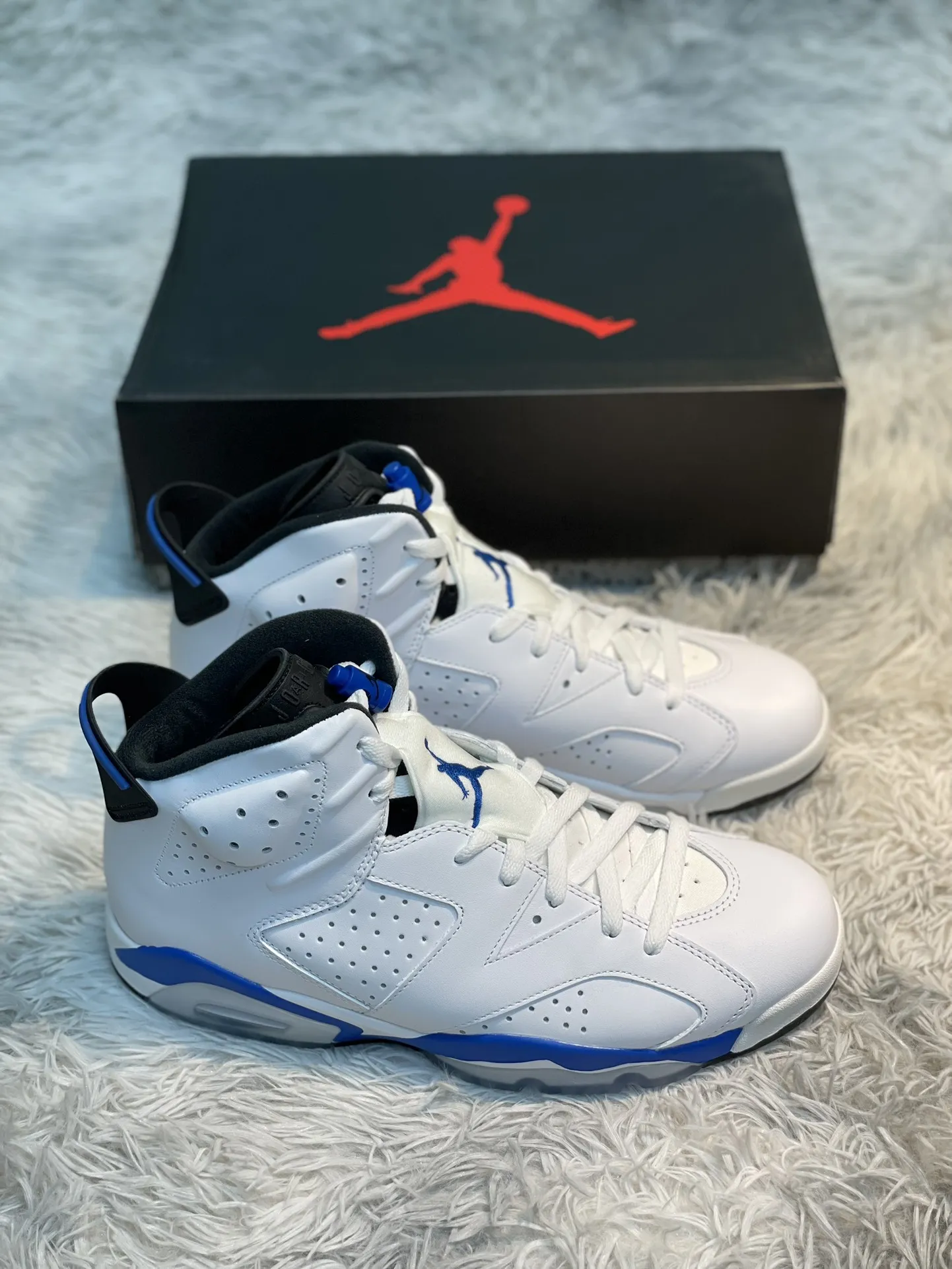 Refined Nike Air Jordan 6 Sport Blue – White Blue  Style Rep Shoes with High Quality Replica Finish 1104